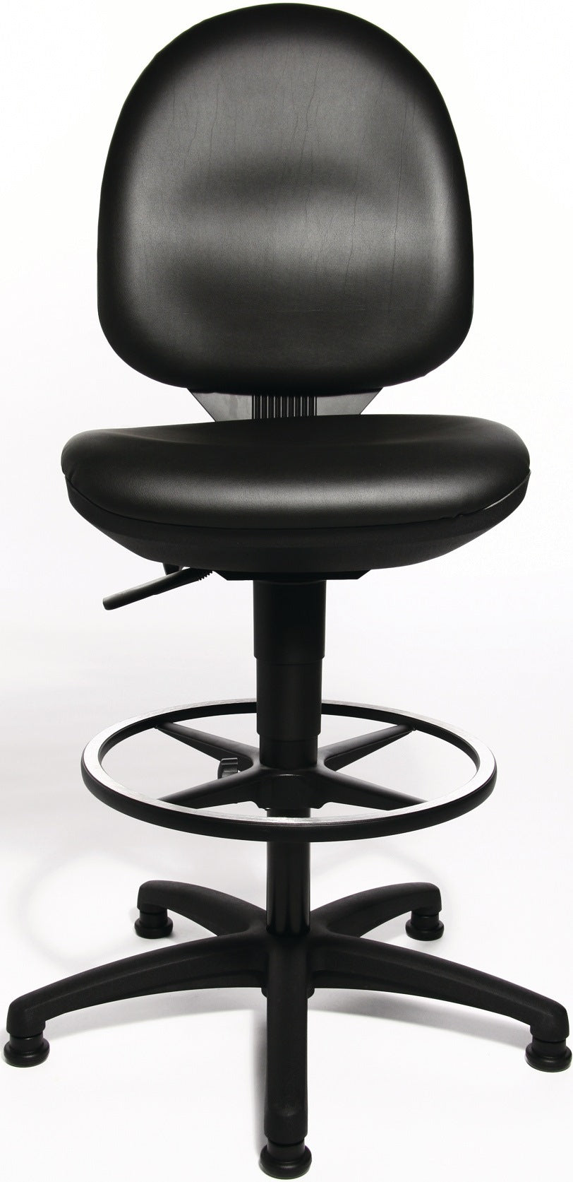 TOPSTAR Arbeitsdrehstuhl Tec 50 mit Bodengleitern und Fußring, Kunstleder schwarz