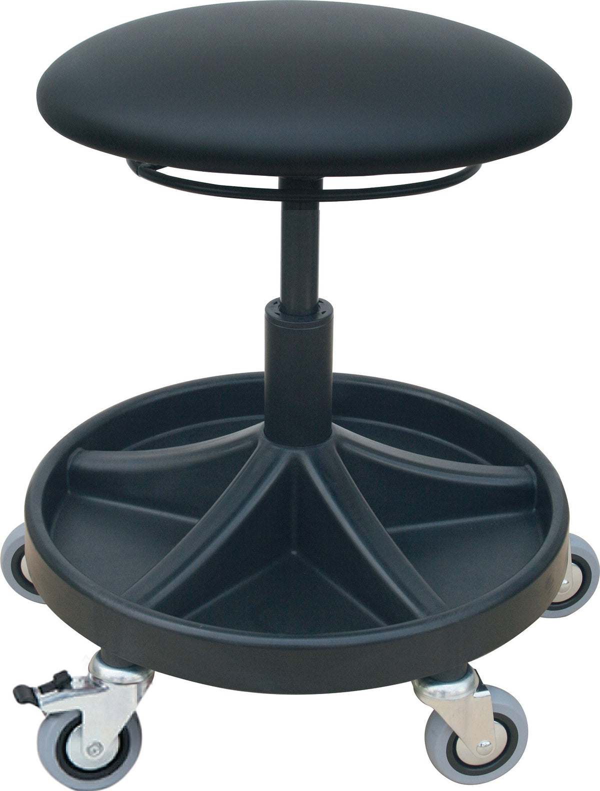 LOTZ Drehhocker mit Rollen und PU-Schaum Sitz, Sitzhöhe 400-530 mm, schwarz