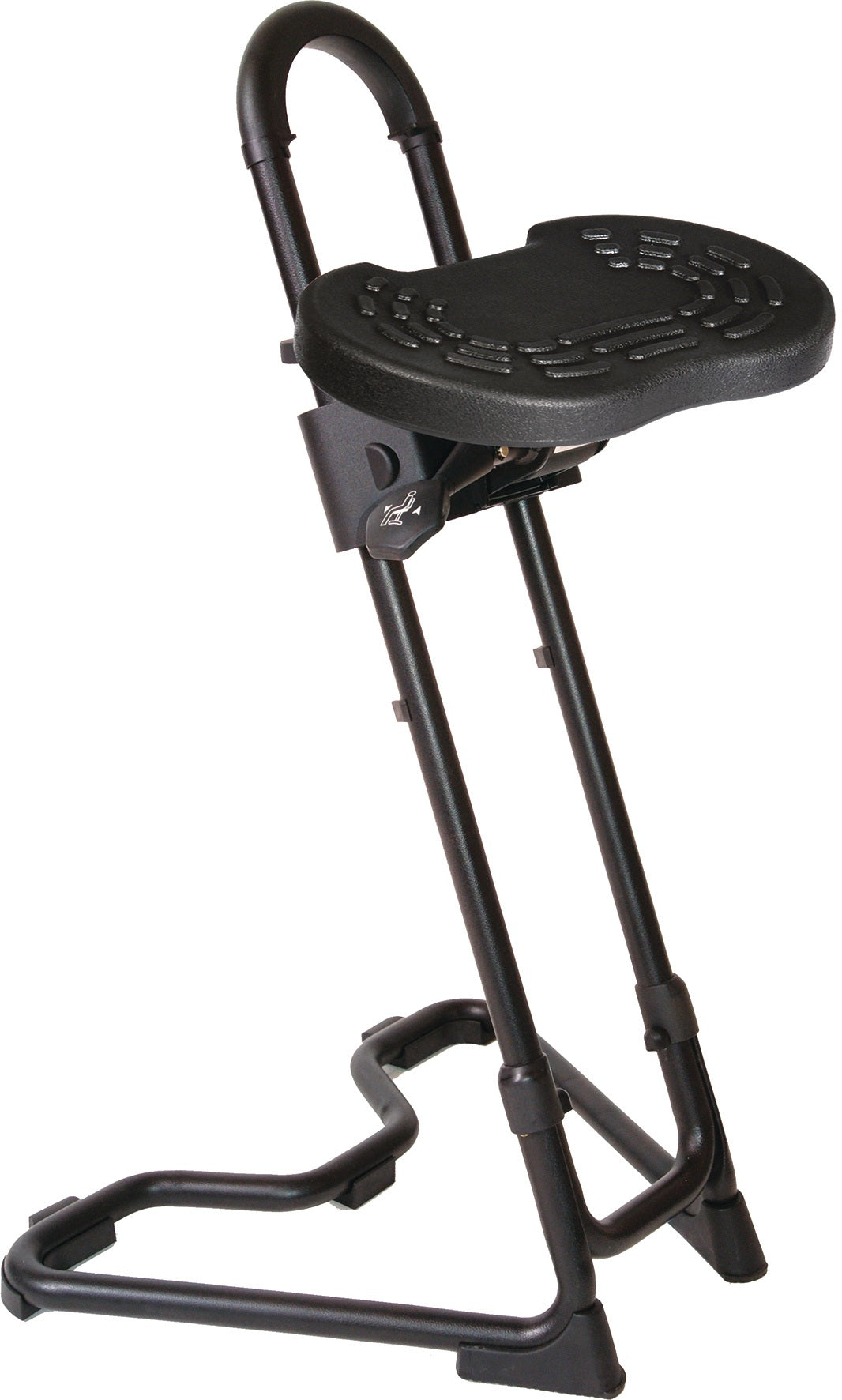 MEY Stehhilfe PU-Schaum Sitzhöhe 610-860 mm Stahlrohr schwarz mit Halte- und Transportgriff