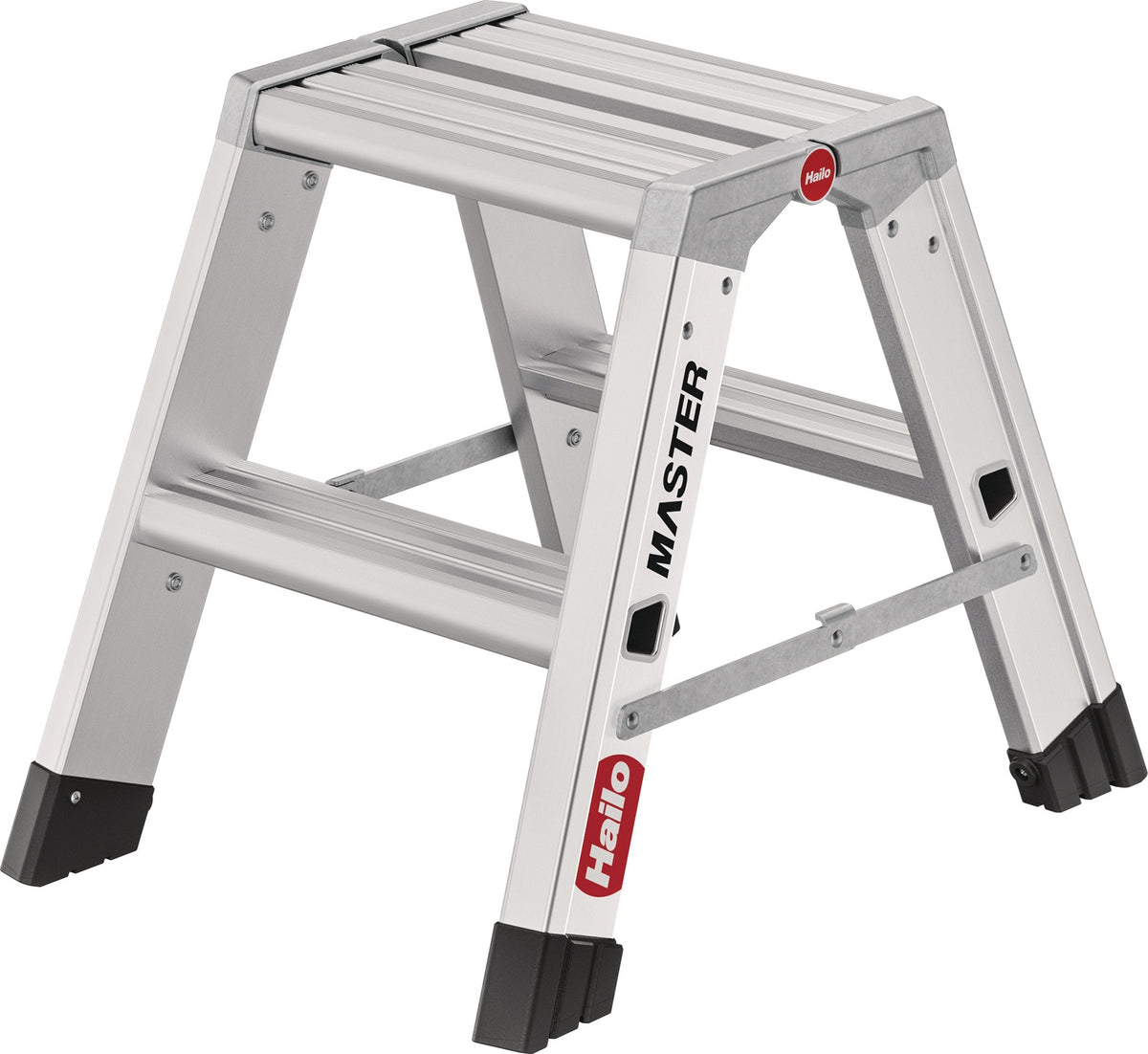 HAILO Stahlrohr-Tritt Master D80 mit 2 Stufen und Plattform, 470 mm Arbeitshöhe, Aluminium