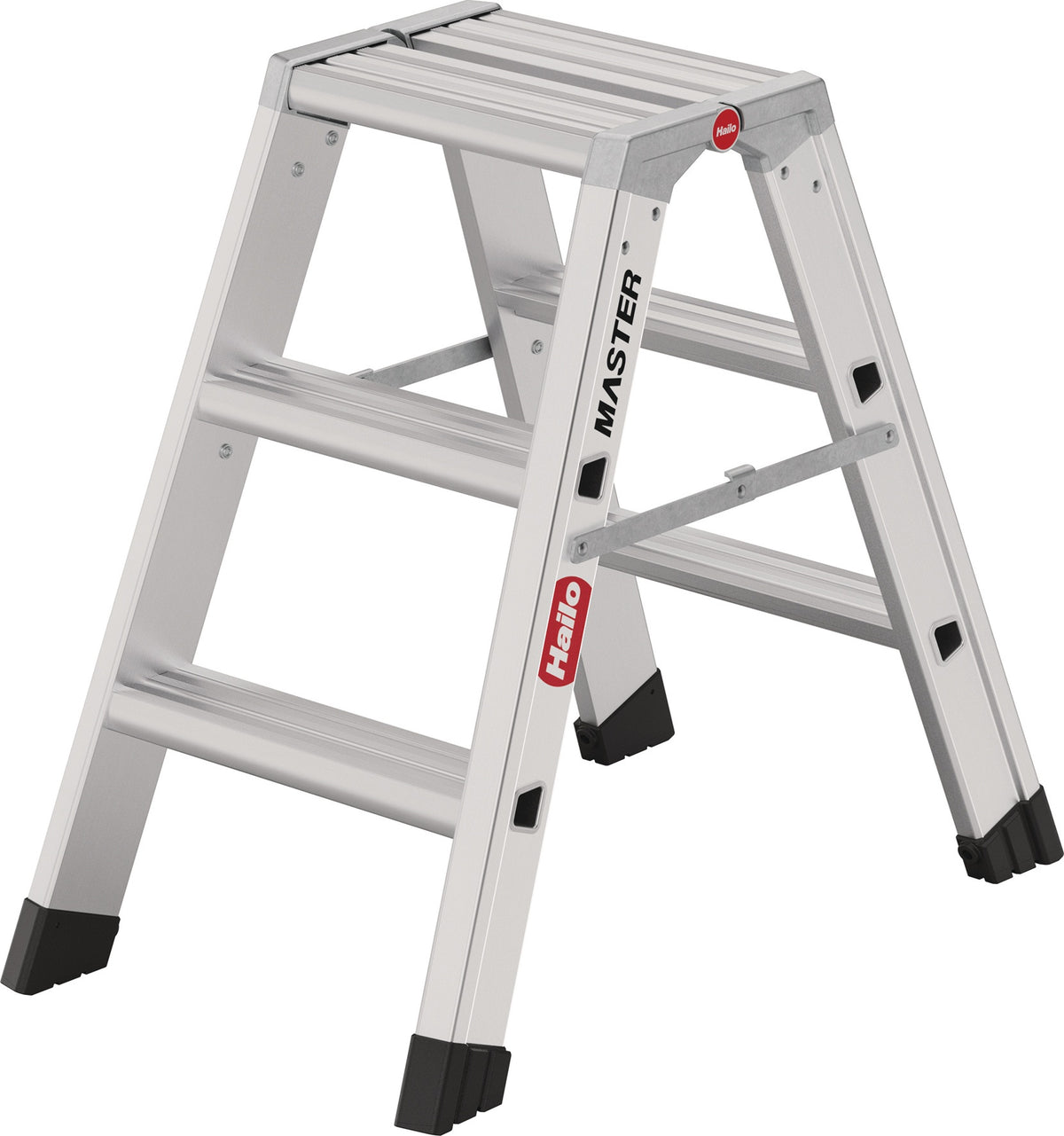 HAILO Stahlrohr-Tritt Master D80 mit 2 Stufen und Plattform, 470 mm Arbeitshöhe, Aluminium