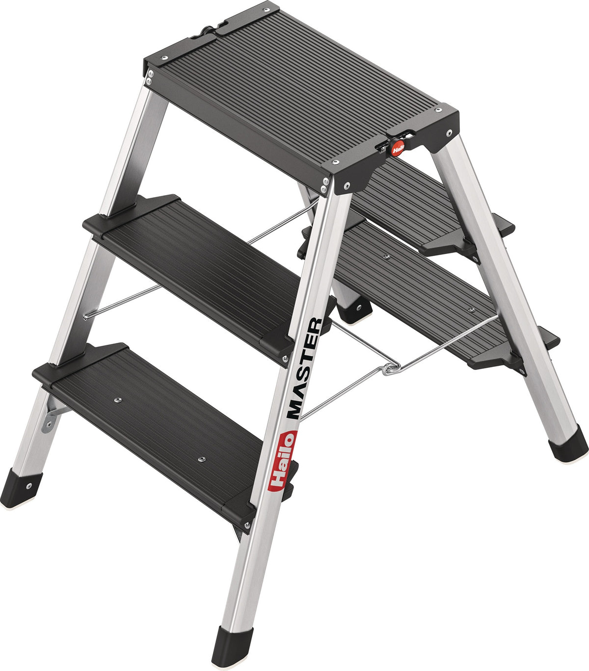 HAILO Stahlrohr-Tritt Master D70 – 2 Stufen, Plattformhöhe 400 mm, bis 150 kg