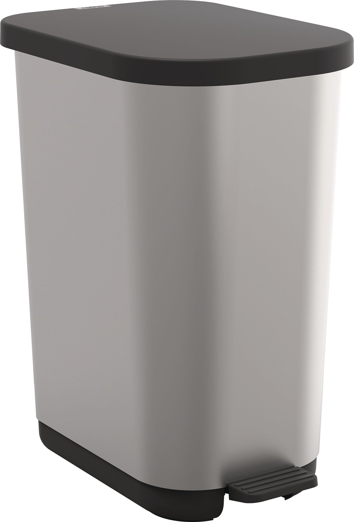 ROTHO Tretabfallsammler RIBO 35 l mit verstellbarem Müllbeutelhalter, silber/schwarz
