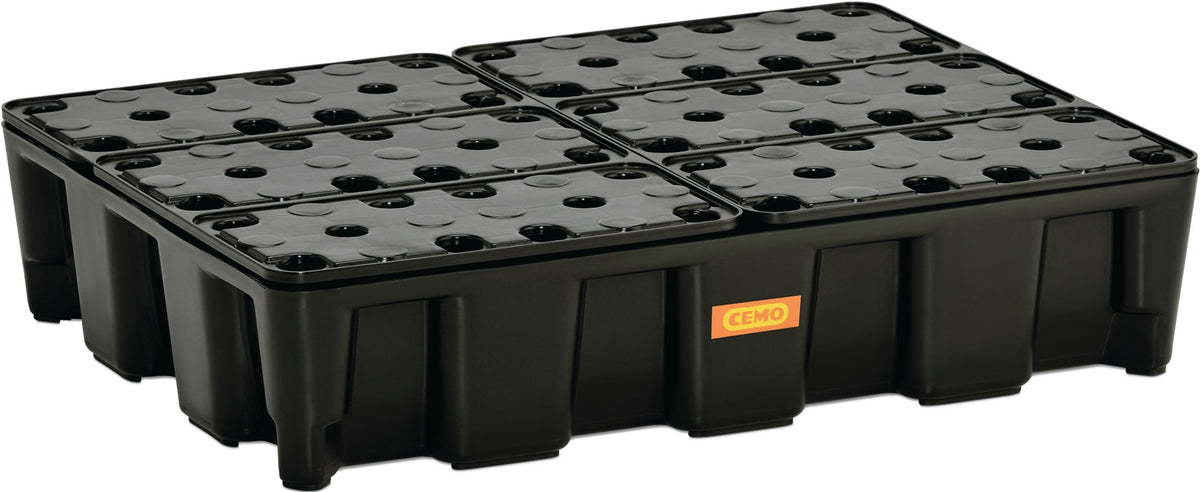 CEMO Auffangwanne 25 l PE mit PE-Rost – stapelbar, DIBT-zugelassen, für Kleingebinde