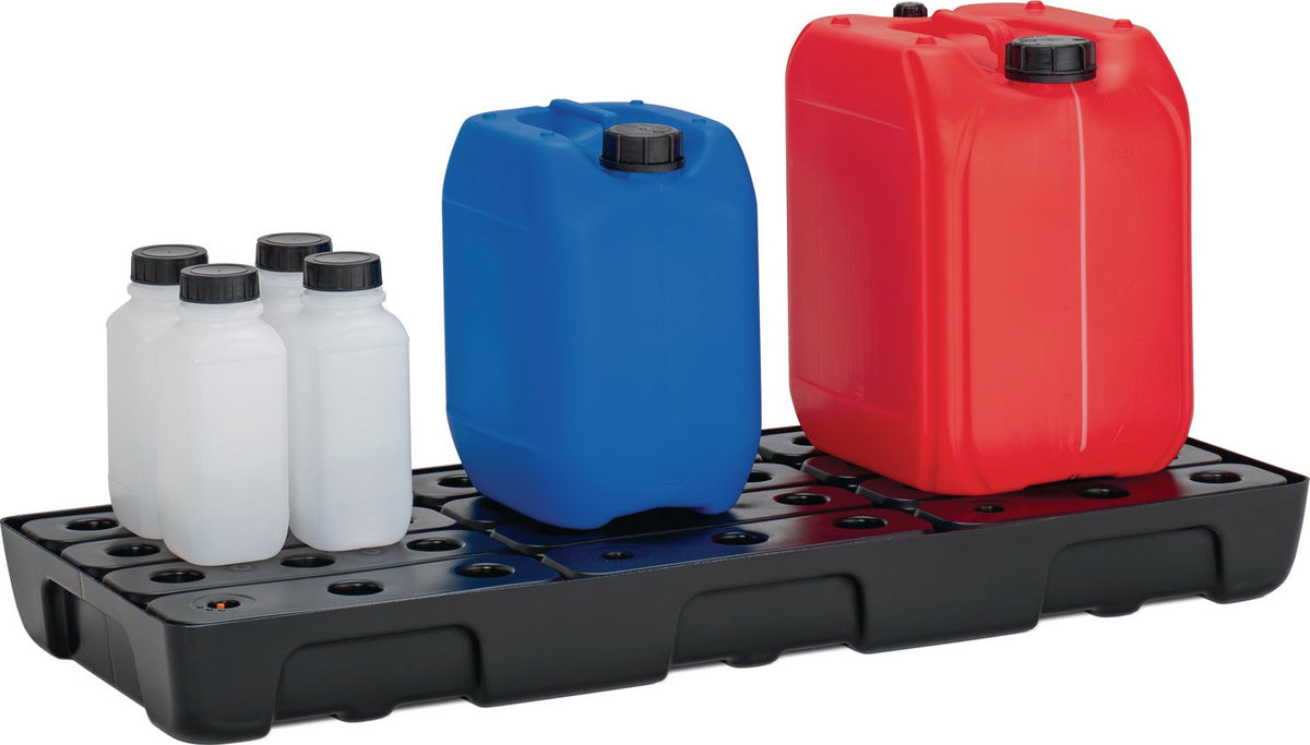 CEMO Regalwanne 21 l PE mit PE-Rost & Leckanzeiger – 976 x 395 x 95 mm