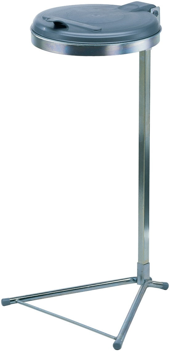 VAR Abfallsammler 120 l mit Standfuß und Kunststoffdeckel silber – H980 x B500 x T530 mm