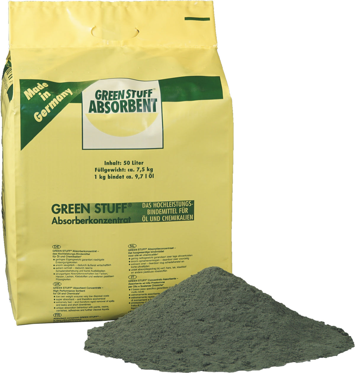 RAW Green Stuff® Absorberkonzentrat 50 l – Hochkonzentriertes Bindemittel für Öl und Chemikalien