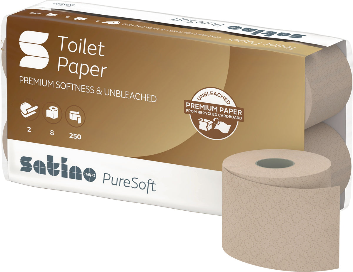 SATINO PureSoft 66540 Toilettenpapier 2-lagig 64 Rollen à 250 Blatt Recycling