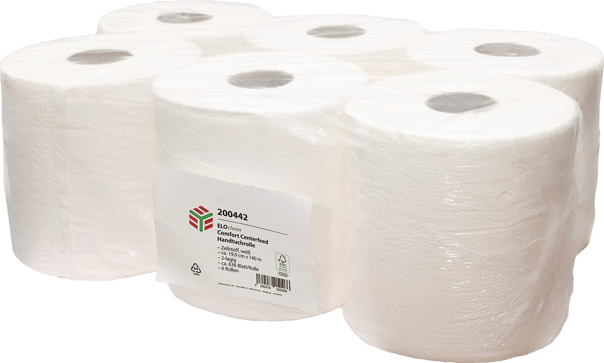 ELOS Handtuchrolle ELOclean Eco Midi Centerfeed unperforiert 1-lagig weiß 300 m Recycling