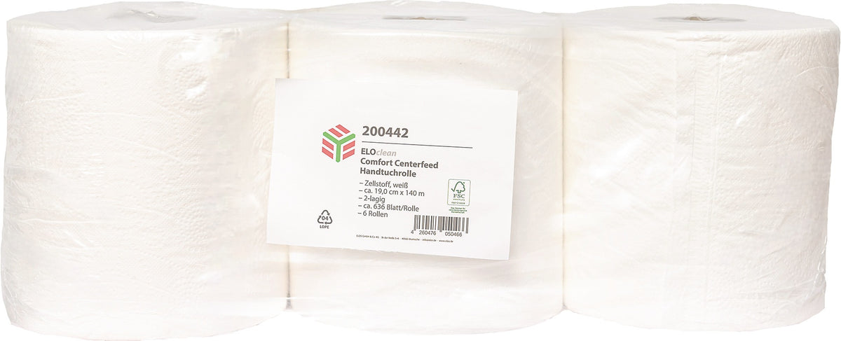 ELOS Handtuchrolle ELOclean Eco Midi Centerfeed unperforiert 1-lagig weiß 300 m Recycling