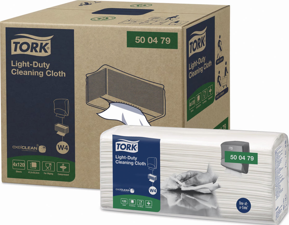 TORK 500479 Putztücher, 4 Pack à 120 Blatt, 1-lagig, Vlies, 415 x 355 mm, weiß
