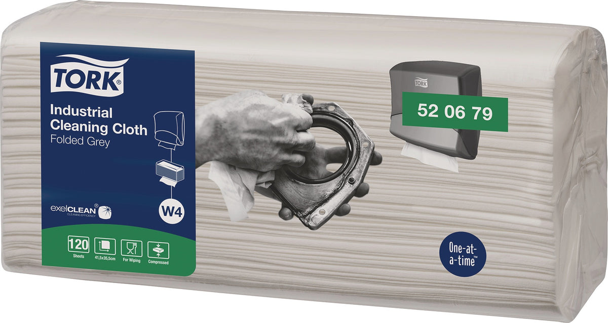 TORK 520679 Reinigungstuch, grau, 415 mm x 355 mm, 4x120 Tücher – vielseitig einsetzbar
