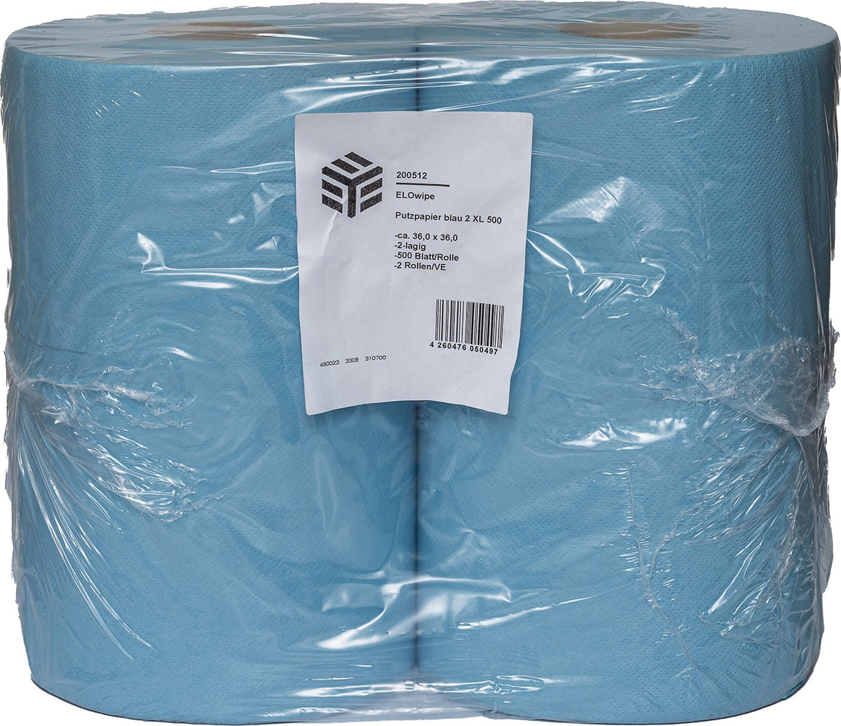 ELOS ELOwipe XL Putztuch blau 2-lagig – 2 Rollen à 1000 Blatt, 360 m