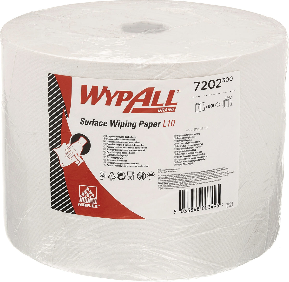 WYPALL L10 EXTRA Putztuch 7202, 1-lagig perforiert, AIRFLEX, 1000 Tücher
