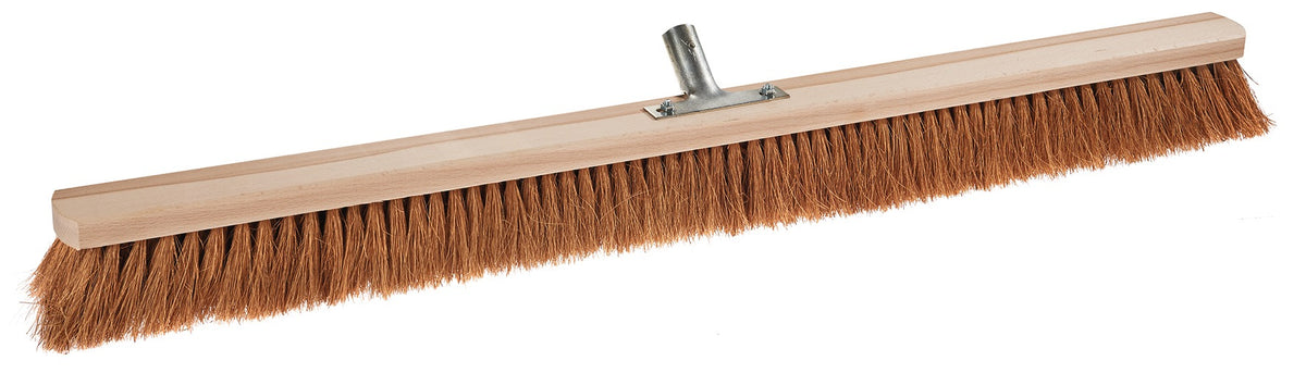 SOREX Besen Kokos 500 mm mit Metallstielhalter Flachholz – Robuste Straßenbesen für Industrie und Gewerbe