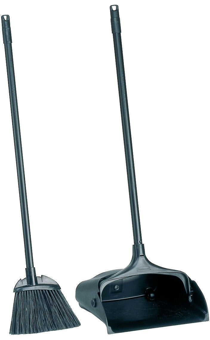RUBBERMAID Standmüllschaufel mit Stiel, Schaufel und Besen in Schwarz – Ergonomische Kehrgarnitur