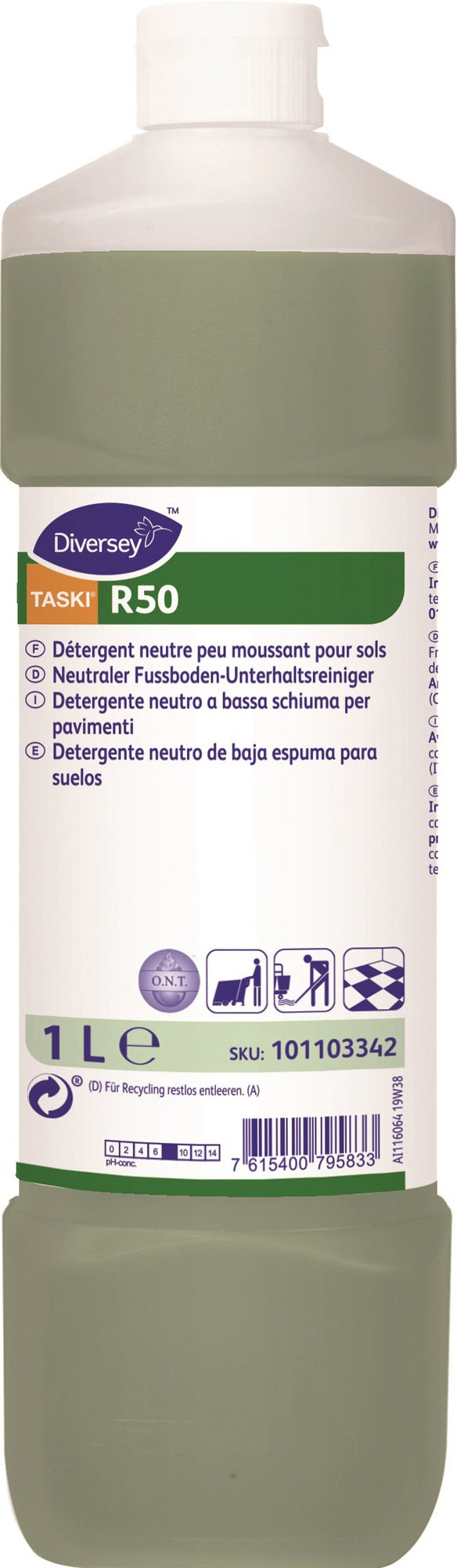TASKI® R50 Fußbodenreiniger 1l Flasche – Neutralreiniger für Hartböden, 6er-Pack