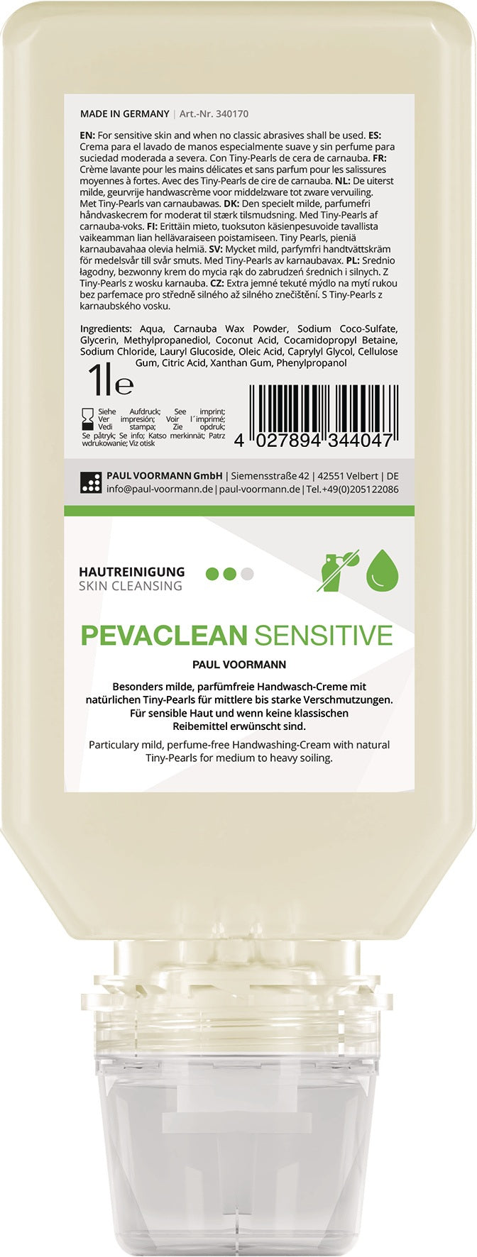 Handwaschcreme PEVACLEAN 250 ml unparfümiert von PAUL VOORMANN – hautfreundlich & HACCP-bewertet