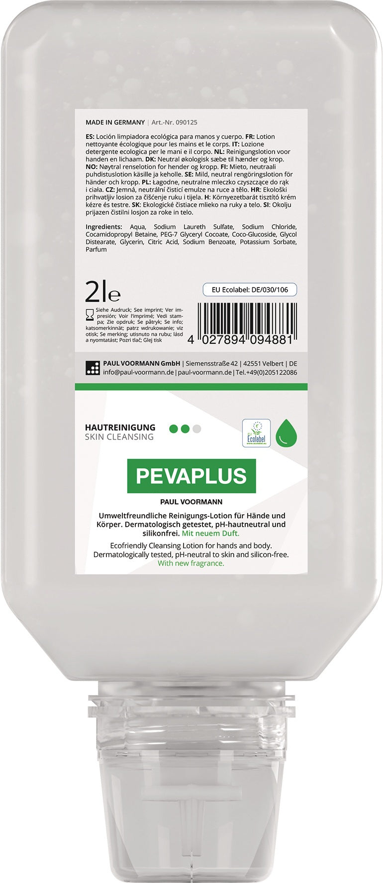 Handreinigung PEVAPLUS 1l Softflasche von PAUL VOORMANN – pH-neutral, silikonfrei, umweltfreundlich