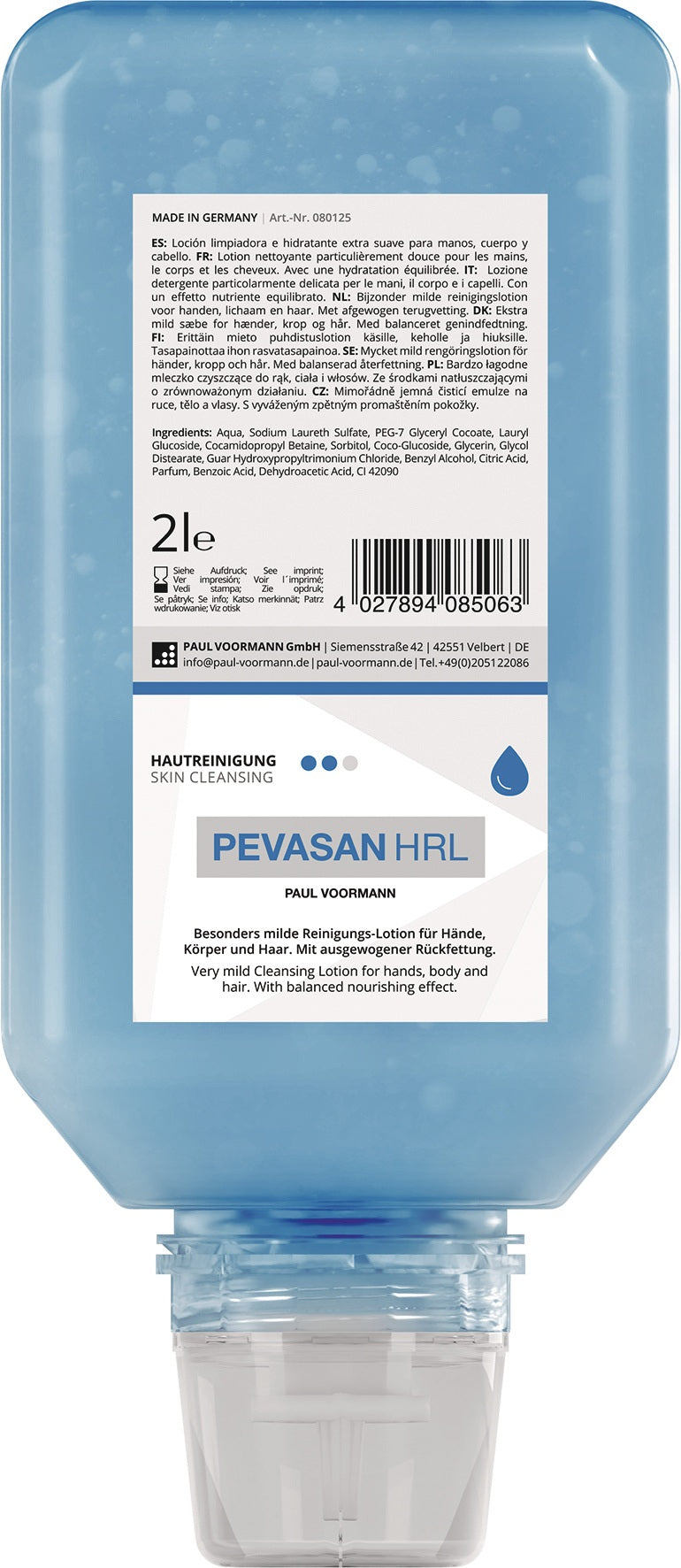PAUL VOORMANN Handreinigung PEVASAN HRL 250 ml – milde, silikonfreie Lotion, pH-hautneutral