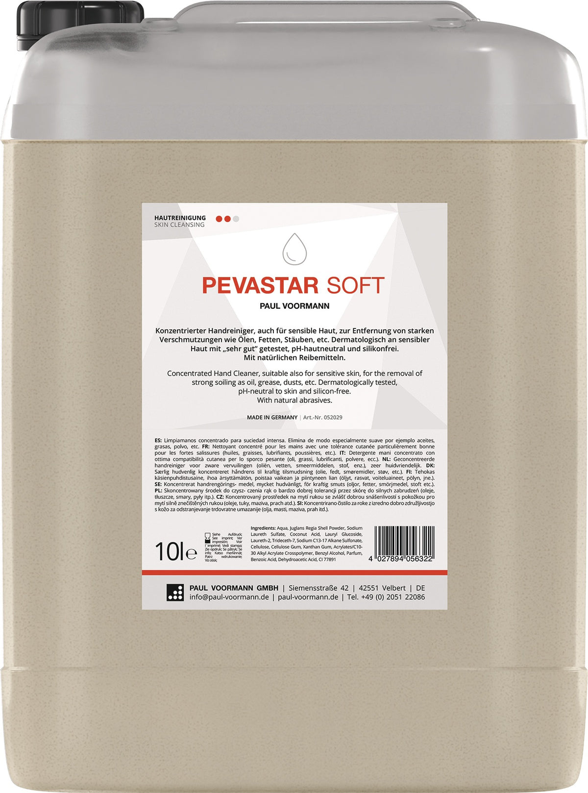 PAUL VOORMANN Handreinigung PEVASTAR SOFT 250 ml Tube – silikon- und lösemittelfrei