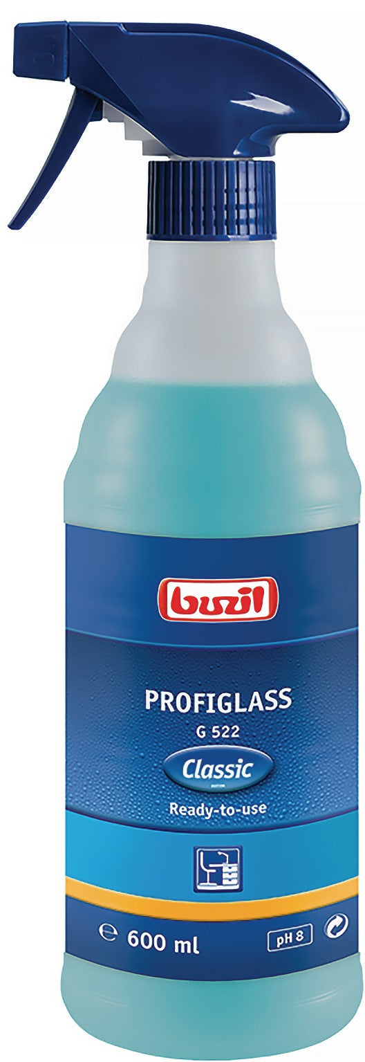 BUZIL Profiglass G 522 Glasreiniger 600 ml Sprühflasche – streifenfrei für Glas, Spiegel & Kfz-Scheiben