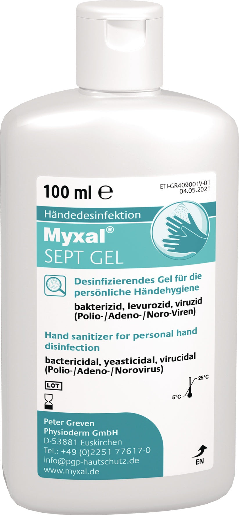 MYXAL® SEPT GEL 1l parfüm-/farbstofffrei Hartflasche – alkoholisches Handdesinfektionsgel