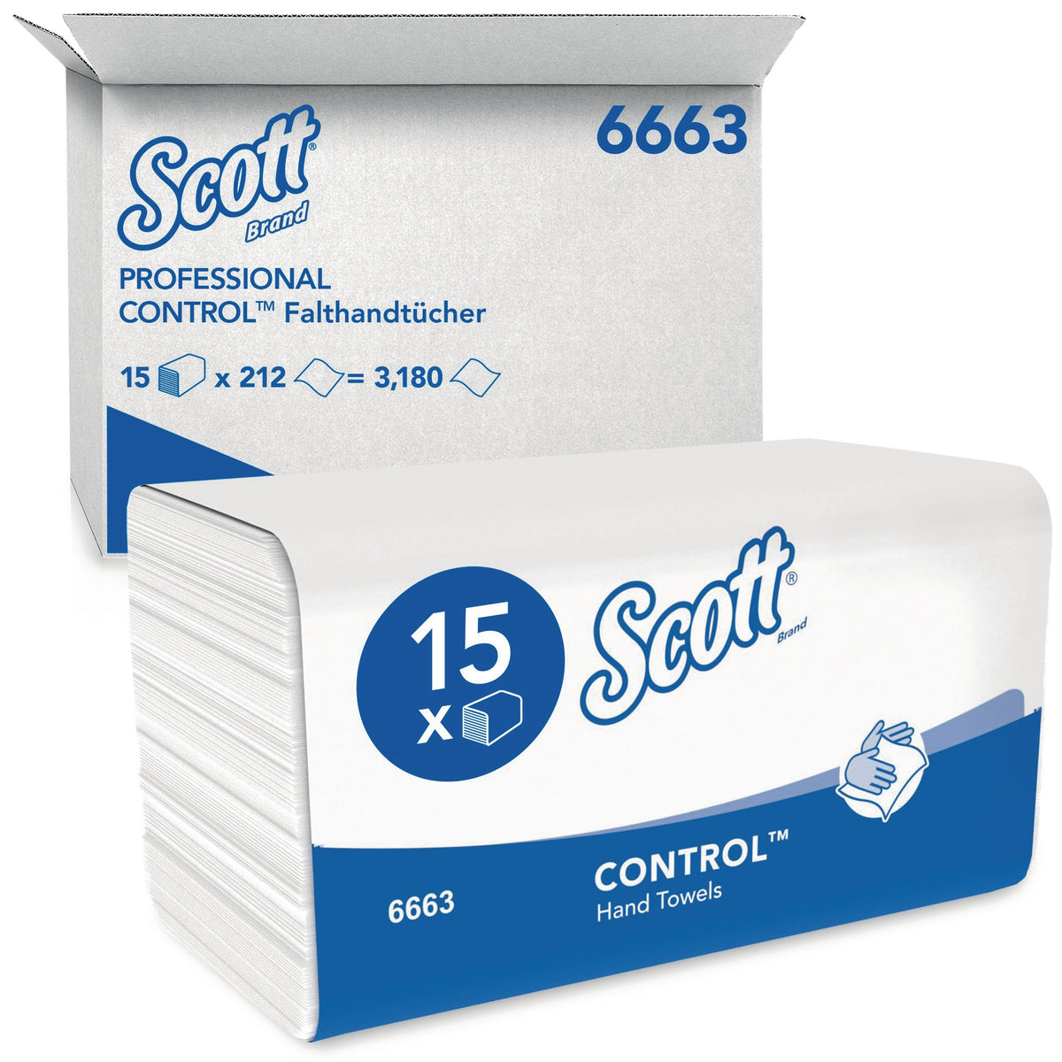 SCOTT 6663 Handtuch 1-lagig geprägt weiß 3180 Tücher – Interfold-Falzung, hohe Saugfähigkeit