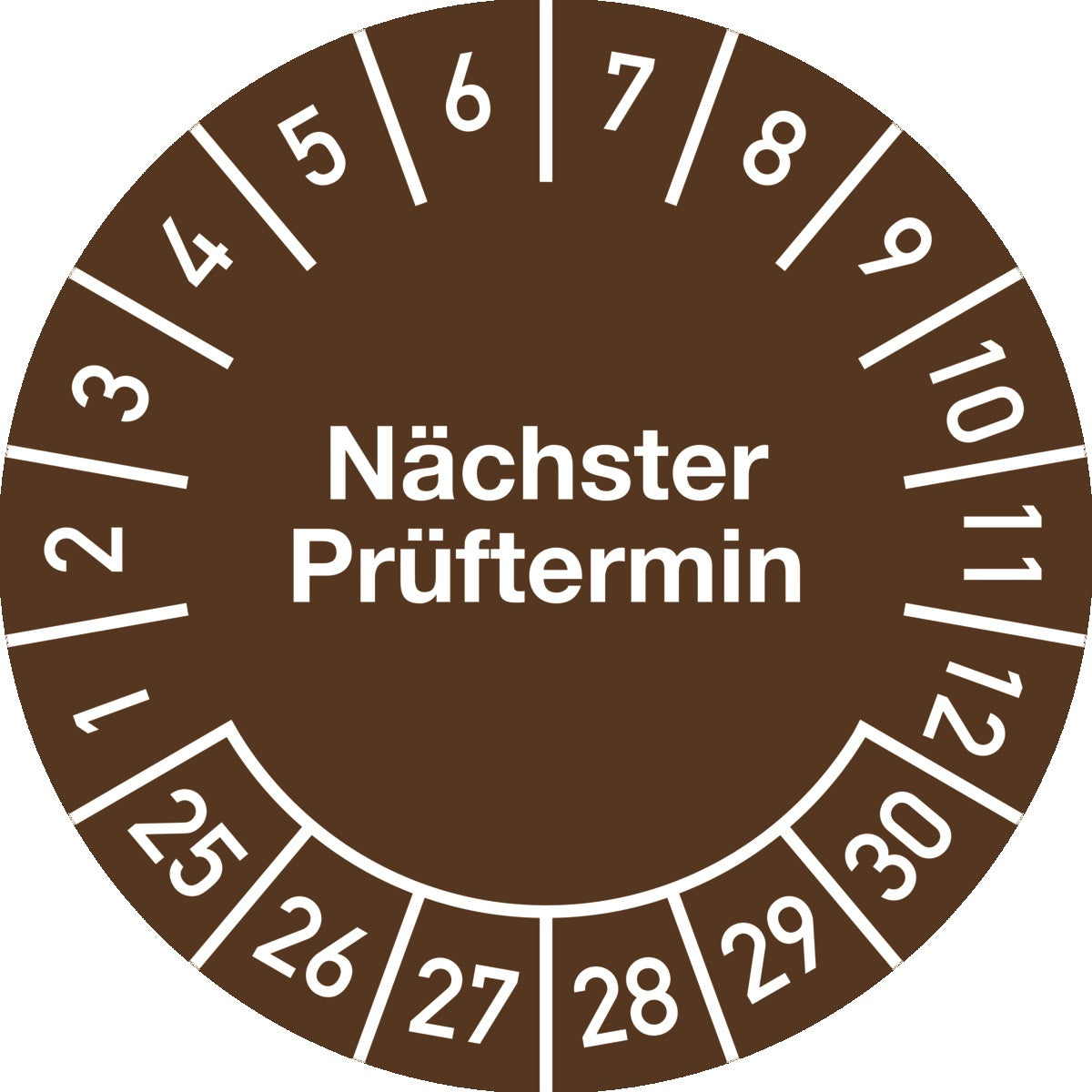 Mehrjahresprüfplakette 20 mm Nächster Prüftermin 2025-2030 von Schilderfabrikation Moedel – 100 Stück