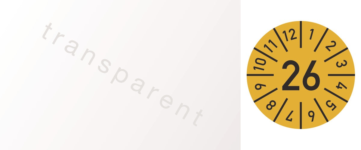 Einjahreskabelprüfplakette 2026 mit Monaten 25x60mm Folie 100 Stück von Moedel