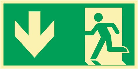 Rettungszeichen DIN EN ISO 7010 Notausgang Querformat mit Figur von Schilderfabrikation Moedel – 10 Stück