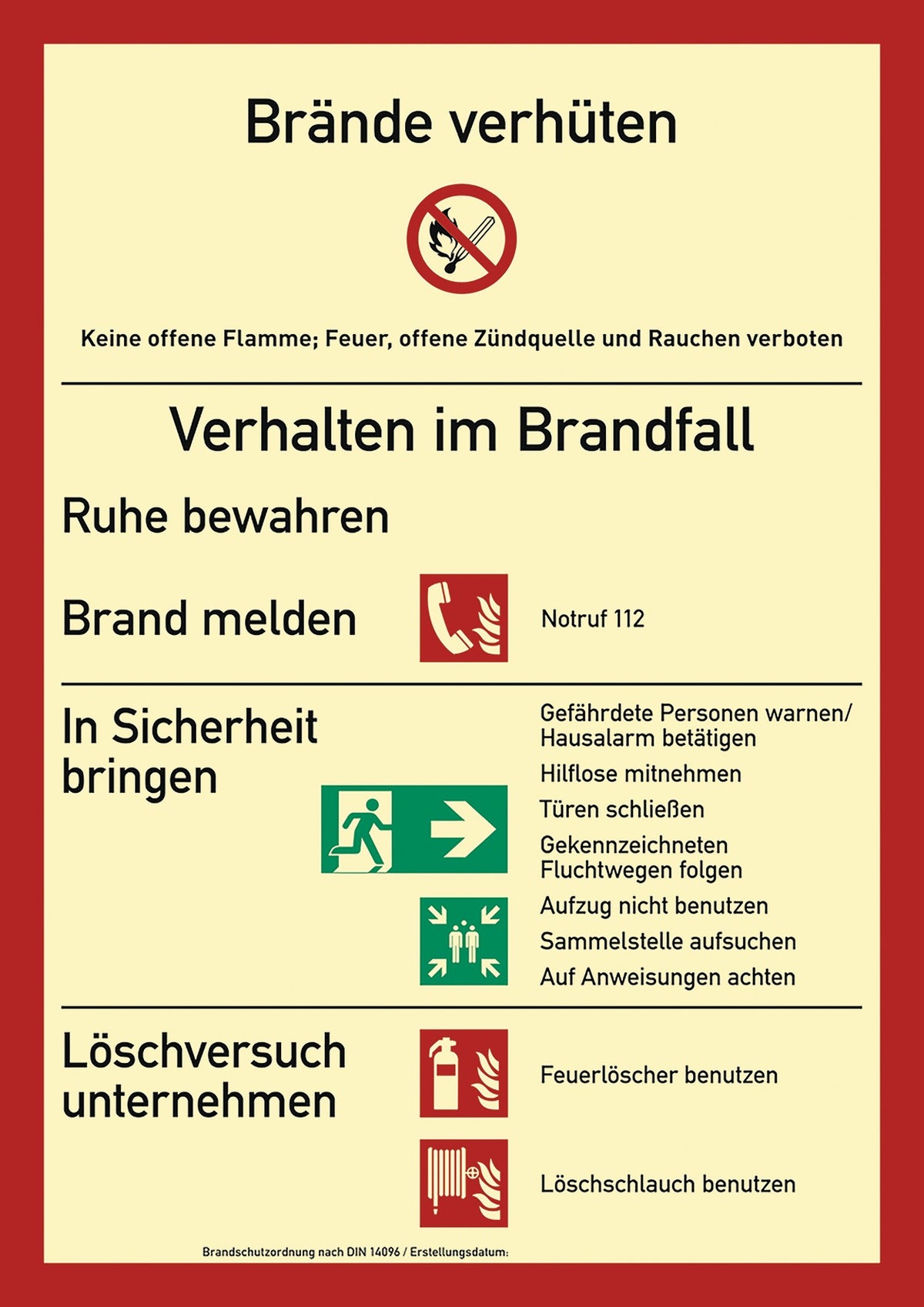 Brandschutzzeichen DIN EN ISO 7010 L210xB297mm Brandschutzordnung von Schilderfabrikation Moedel