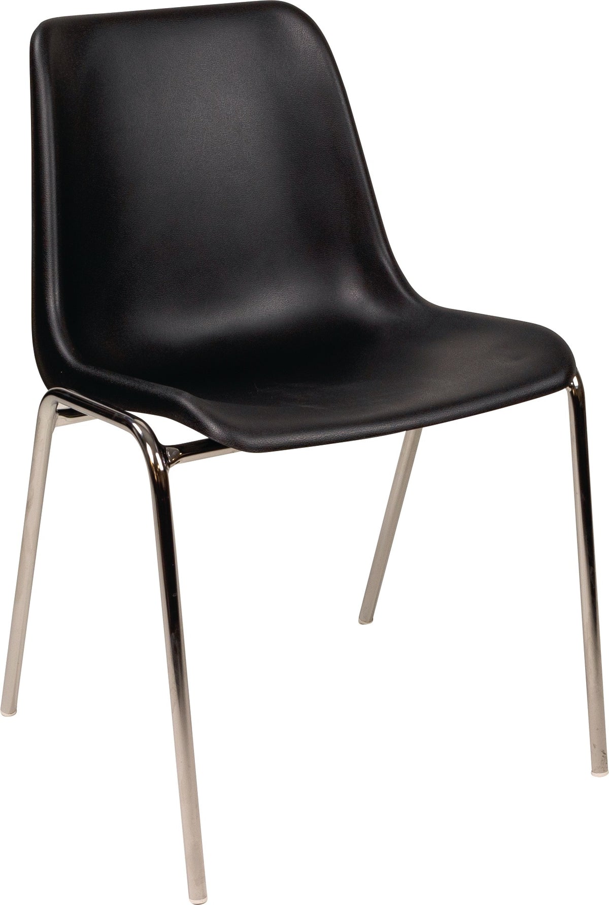 BMV Stapelstuhl schwarz – Stahlrohr verchromt, ohne Armlehnen, 4er-Pack