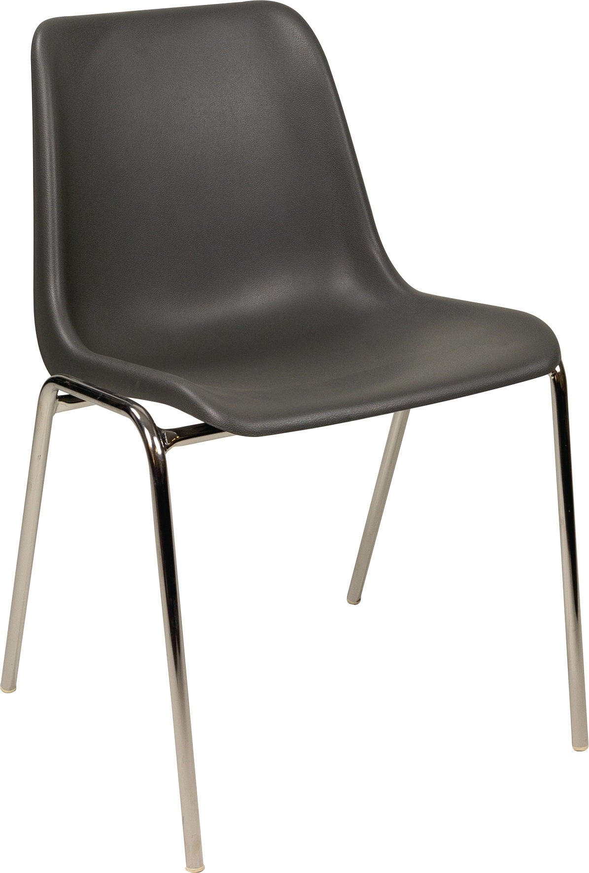 BMV Stapelstuhl schwarz – Stahlrohr verchromt, ohne Armlehnen, 4er-Pack