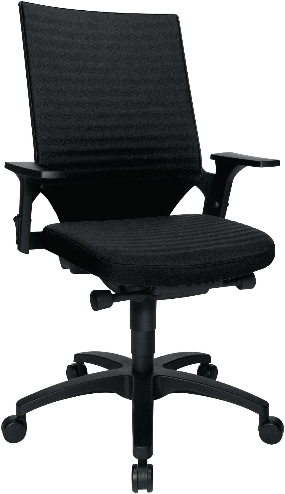 TOPSTAR Bürodrehstuhl mit Autosynchrontechnik, schwarz, Tragfähigkeit 110 kg, höhenverstellbare Armlehnen