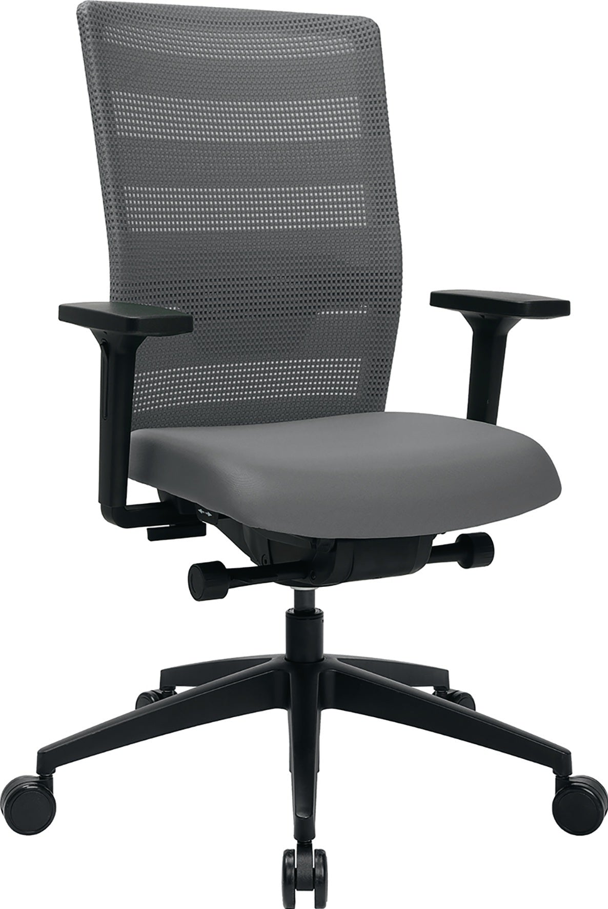 TOPSTAR Bürodrehstuhl mit Synchrontechnik, Netzrücken & Armlehnen – schwarz, 110 kg