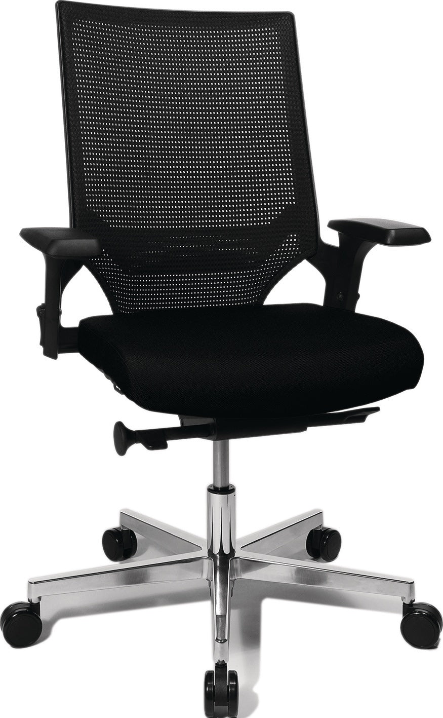 TOPSTAR Bürodrehstuhl mit Punktsynchrontechnik und Netzrücken, schwarz, 110 kg