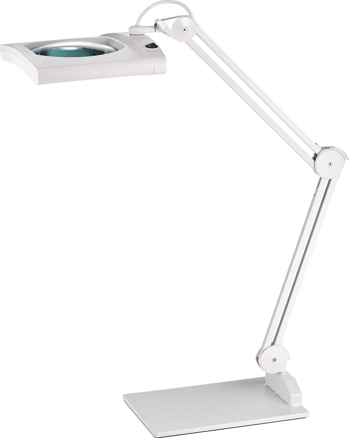ALCO LED-Lupenleuchte Glaslinse 190,5 mm (7,5") mit Tischklemme, weiß, eckiger Kopf