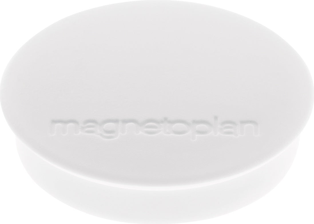 MAGNETOPLAN Magnet Basic Ø 30 mm weiß – 10er-Pack, Ferrit-Vollkern, Haftkraft ca. 0,7 kg