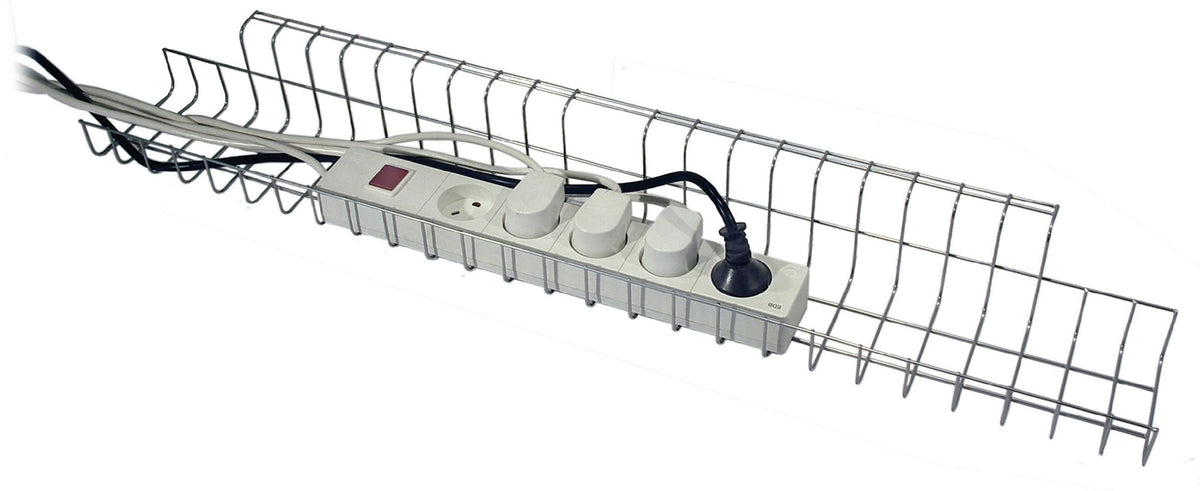 Twinco Solution Kabelkorb für Schreibtisch 490x100x80-85 mm silber – Untertisch-Organizer