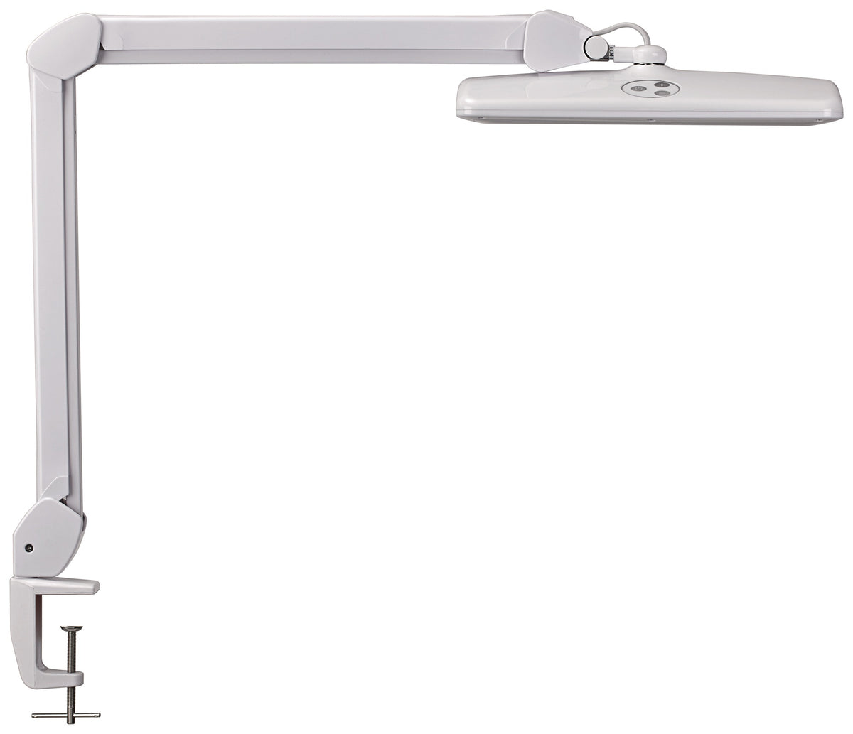 Schreibtischleuchte LED MAUL Metall/Kunststoff weiß, dimmbar, Klemmfuß, 515 mm, 6500K