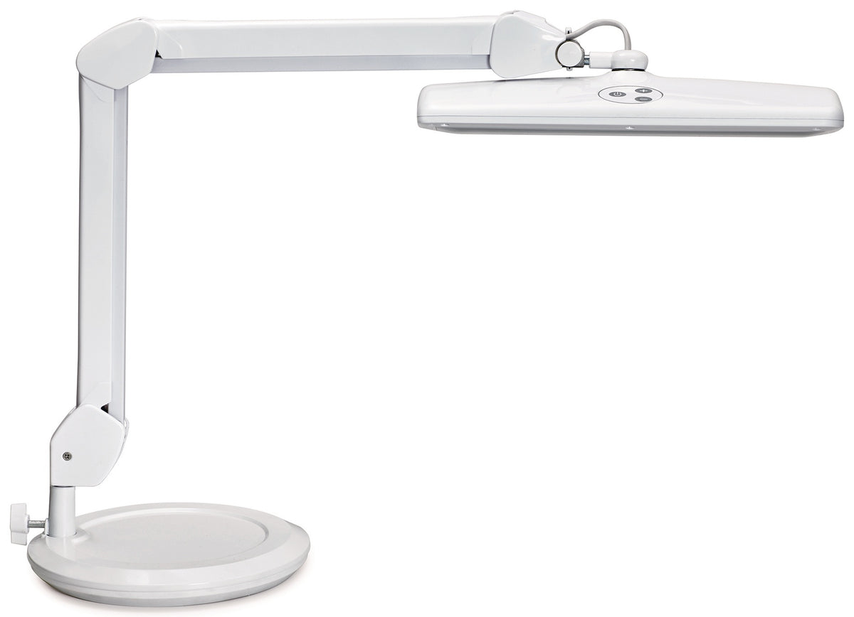 Schreibtischleuchte LED MAUL Metall/Kunststoff weiß, dimmbar, Klemmfuß, 515 mm, 6500K