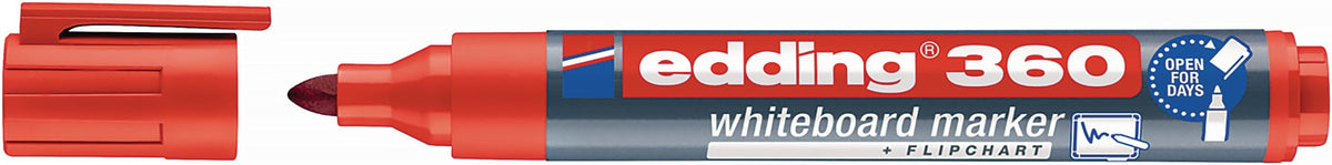 EDDING Whiteboardmarker 360 – Schwarz, Rundspitze 1,5-3 mm, 10 Stück nachfüllbar