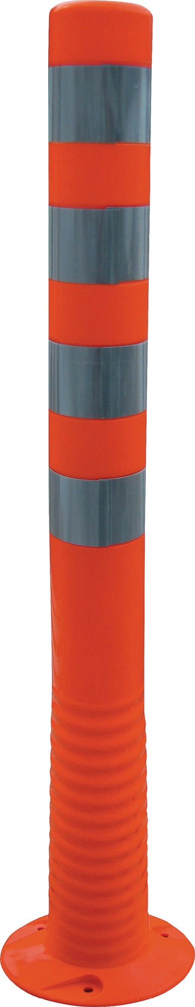 TEMKA Sperrpfosten aus Kunststoff, orange/weiß, Ø 80 mm, Höhe 1000 mm, zum Aufschrauben inkl. Befestigungsmaterial