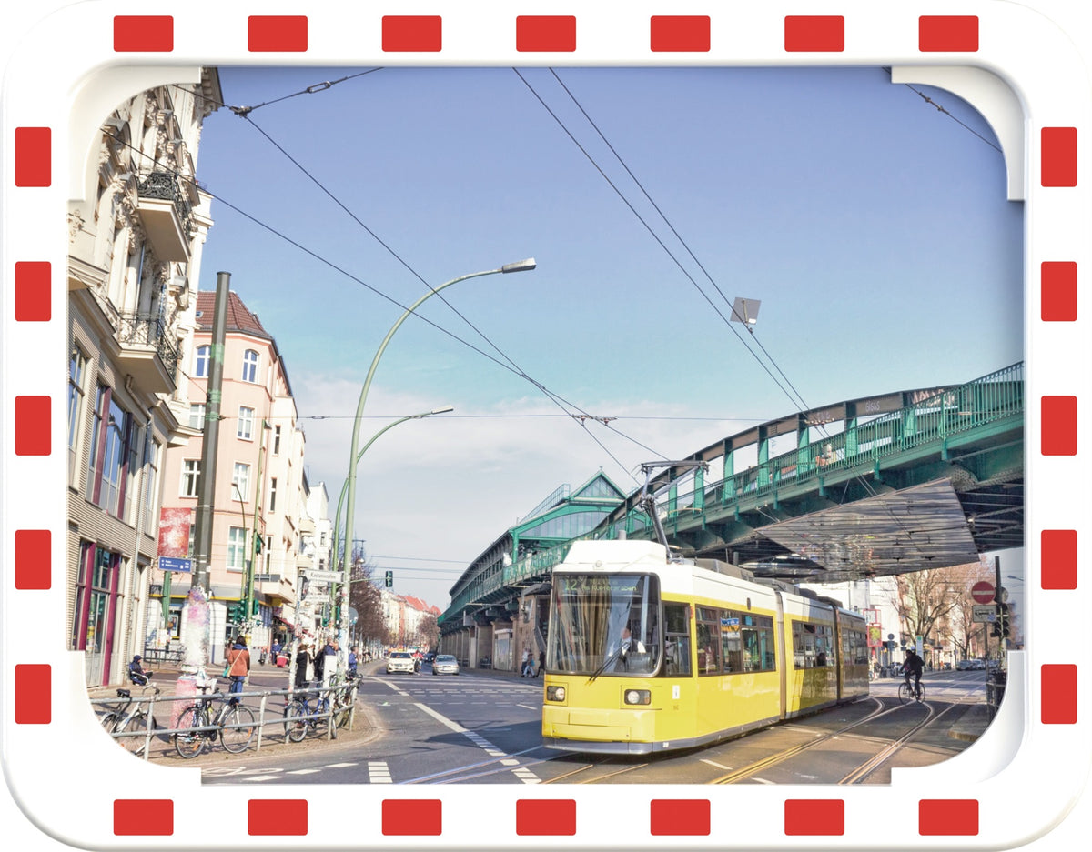 DANCOP Verkehrsspiegel 400x600 mm Kunststoff rot/weiß mit Rohrhalterung – 15 m Sichtweite