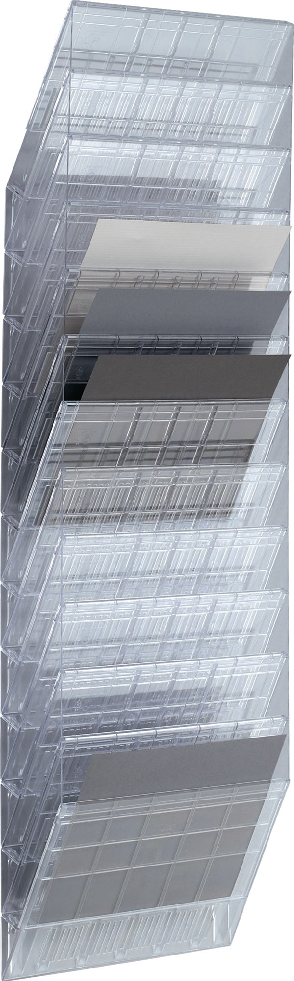 DURABLE Prospekthalter A4 hoch, 12 Fächer, Wandmontage, Polystyrol schwarz