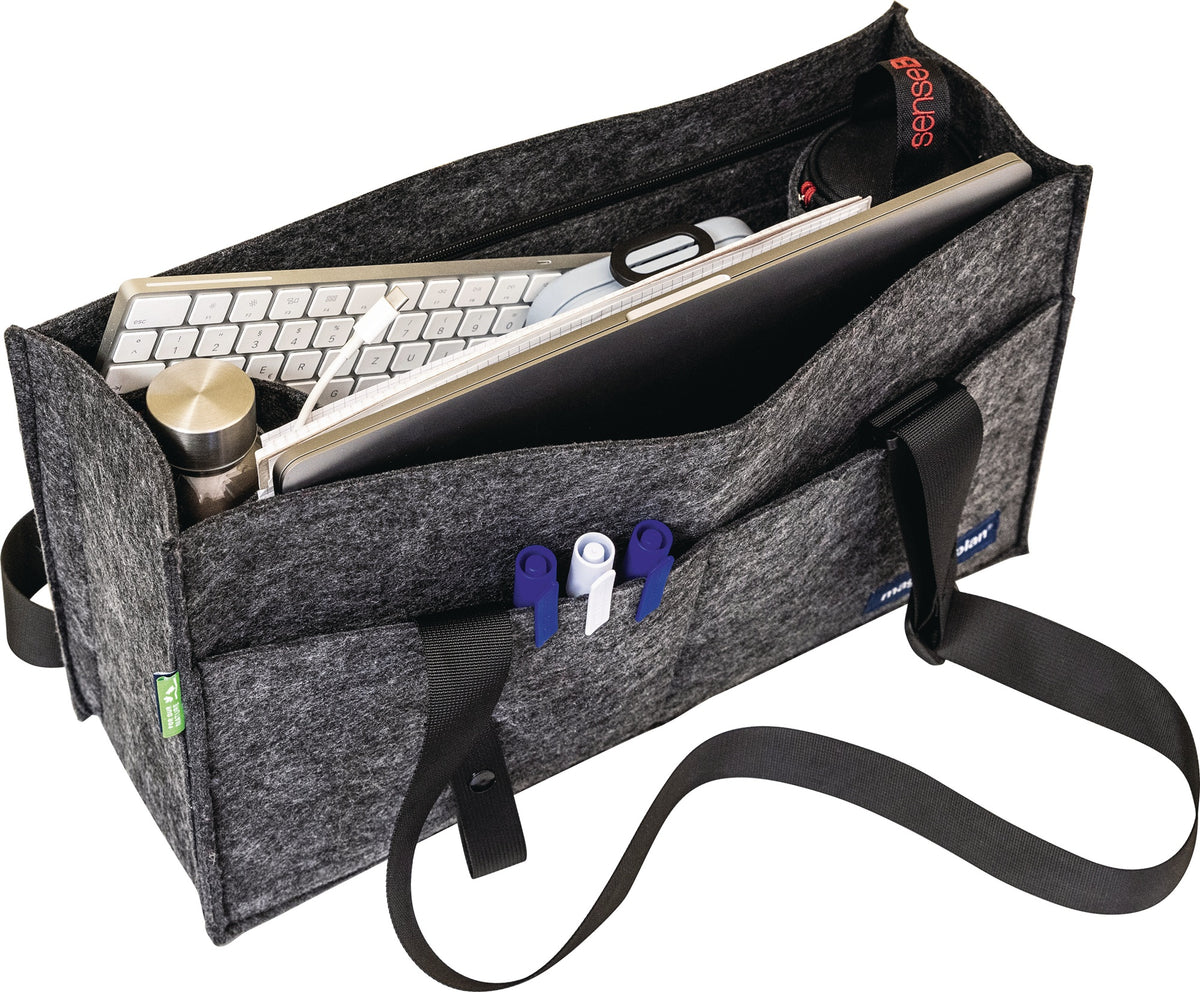 MAGNETOPLAN Moderatorentasche aus 100 % recyceltem Polyester, 450 x 250 x 150 mm, grau