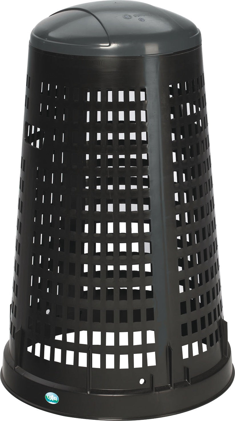 VAR Korbständer D525xH880mm Polypropylen schwarz mit grauem Deckel für 120 l Säcke