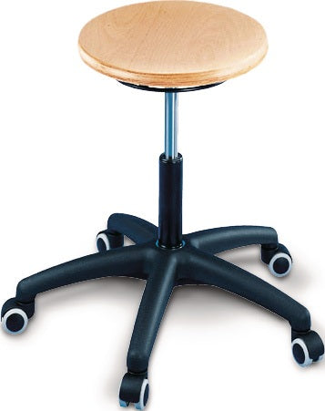 Mey Systems Drehhocker mit Rollen Buche natur Sitzhöhe 420-550 mm