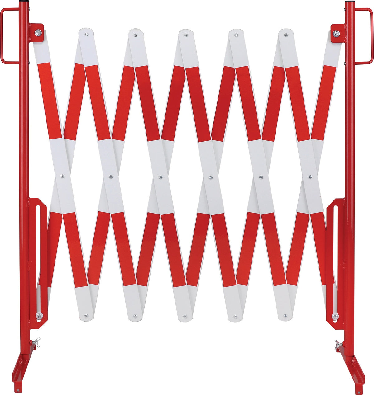 Dancop Scherengitter L3600xH1000mm mit Standfuß rot/weiß – Schnelle Absperrung